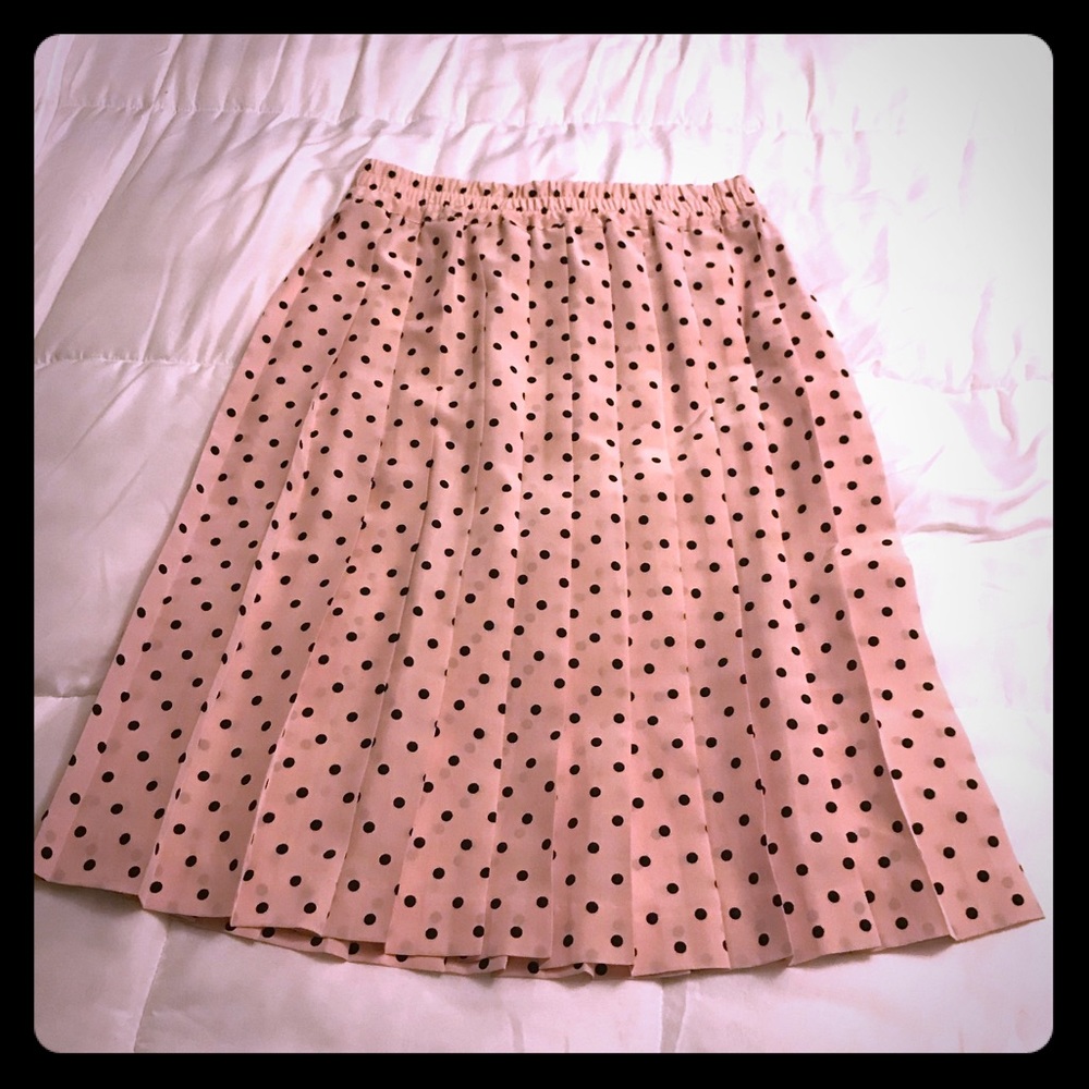 Vintage 1990s High-Wasted, Pleated, PolkaDot Skirt